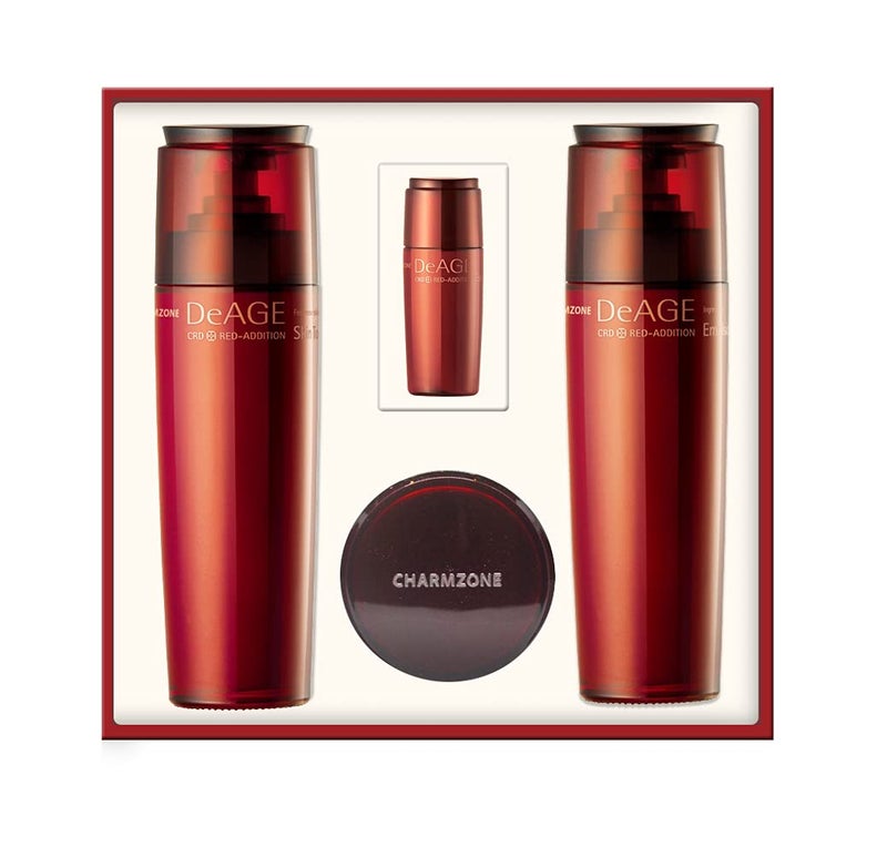 CHARMZONE DeAge Red Addition Korean Skincare Set of 3  AntiAging Red Wine Face Care with Toning Water Emulsion  Cream  Hydrating Nourishing GiftReady 1098 fl oz